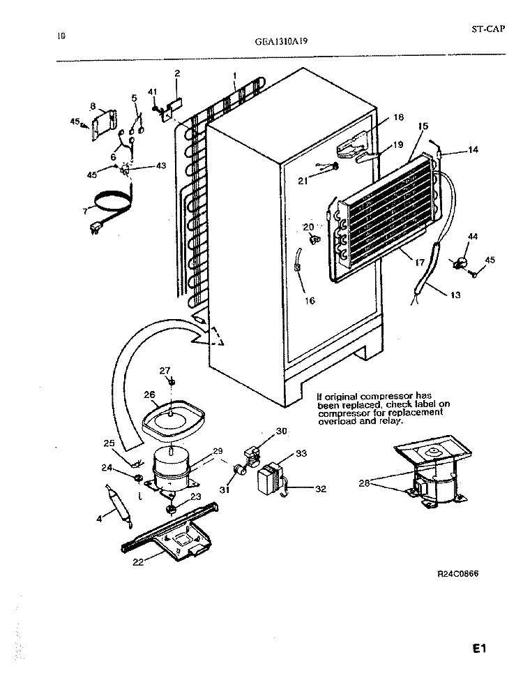 SYSTEM Diagram and Parts List for GEA1310A19  Frigidaire Refrigerator