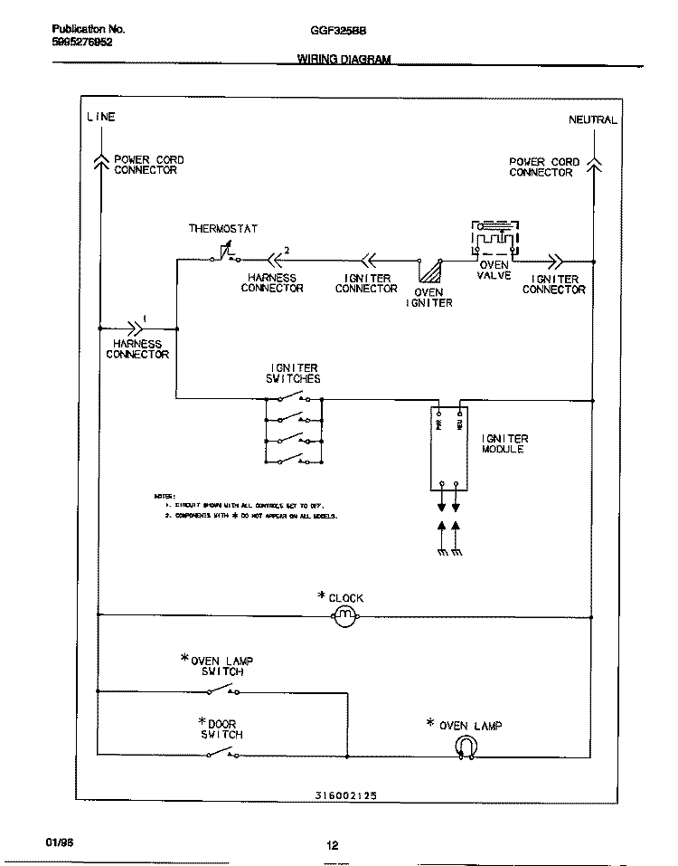 WIRING DIAGRAM Diagram and Parts List for GGF325BBWD  Gibson Range