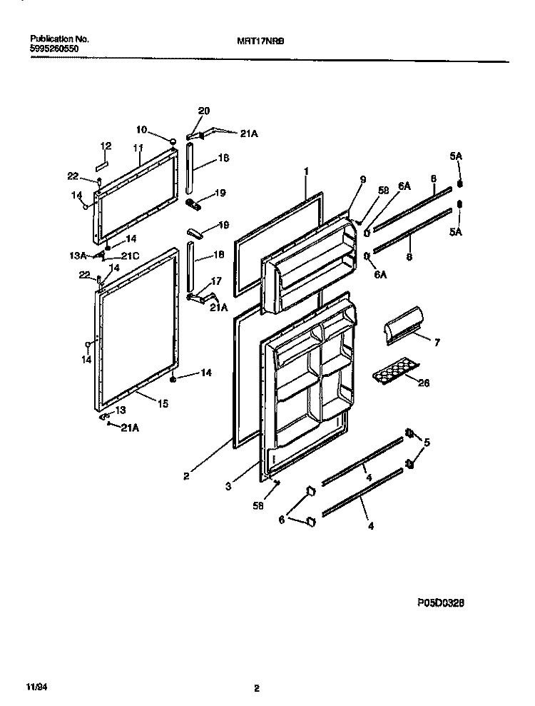 DOOR SECTION Diagram and Parts List for MRT17NRBY2  Frigidaire Refrigerator