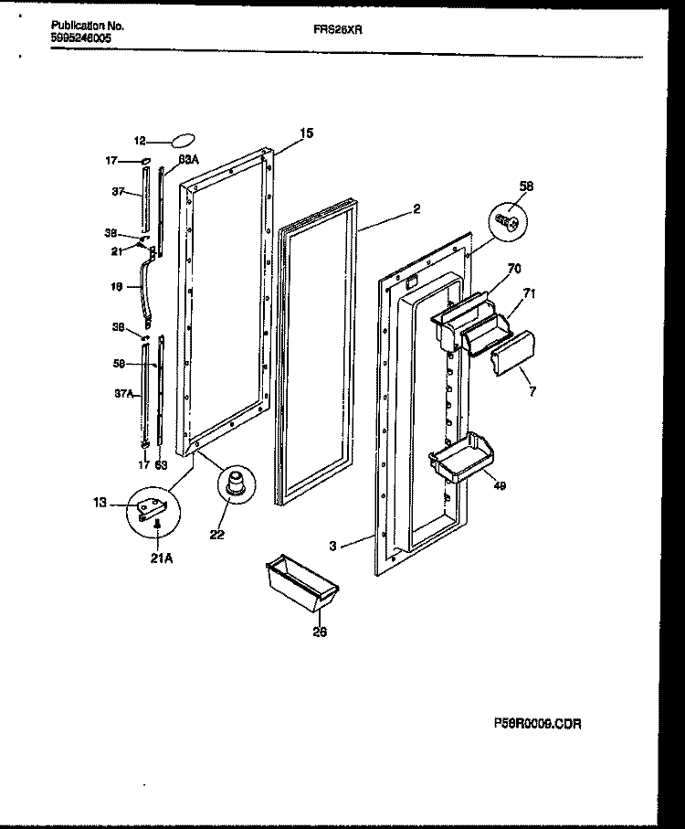 REFRIGERATOR DOOR PARTS Diagram and Parts List for FRS26XRAB0  Frigidaire Refrigerator