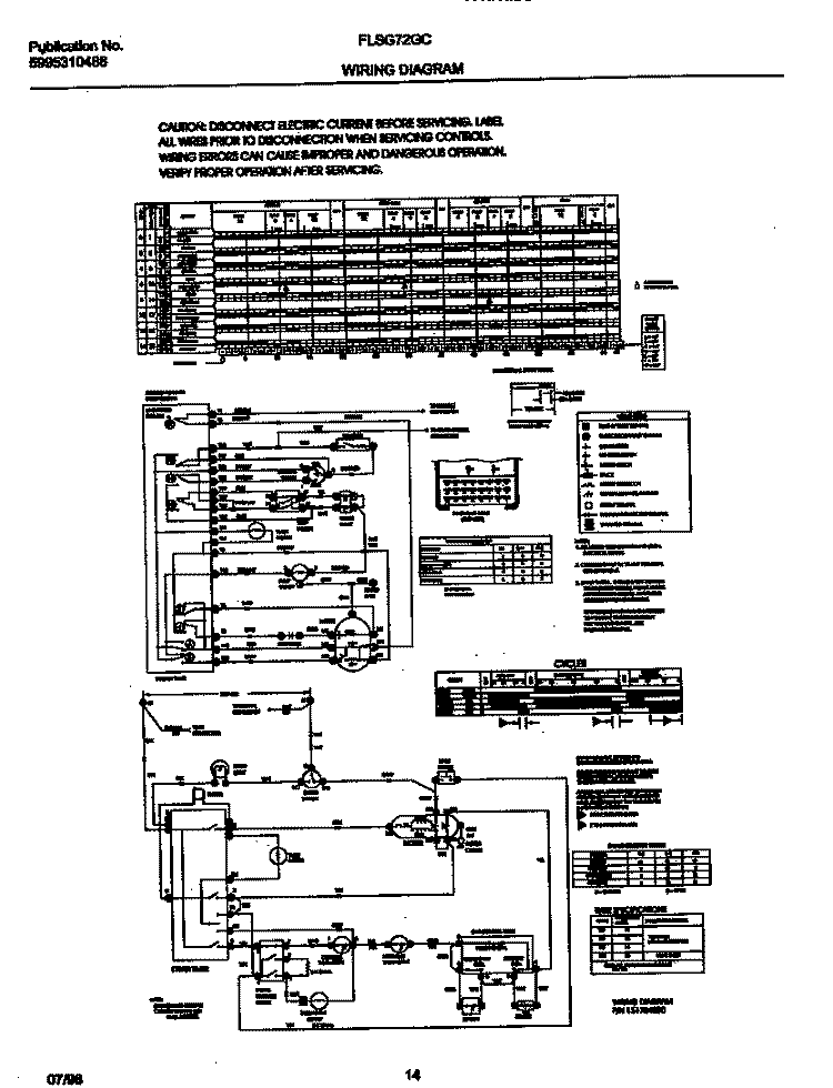 WIRING DIAGRAM Diagram and Parts List for FLSG72GCS8  Frigidaire Washer Dryer Combo
