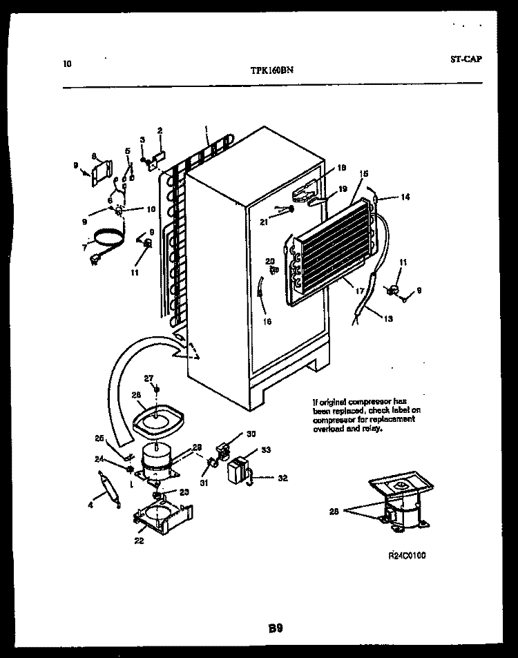 SYSTEM AND AUTOMATIC DEFROST PARTS Diagram and Parts List for TPK160BN6W  Kelvinator Refrigerator