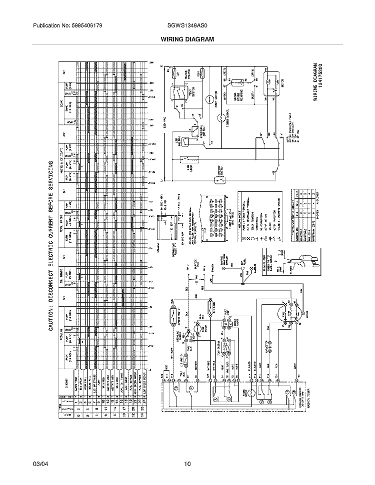 WIRING DIAGRAM Diagram and Parts List for SGWS1349AS0  Frigidaire Washer