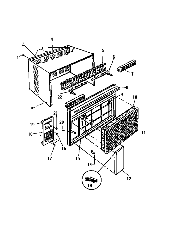 CABINET, FRONT, WRAPPER Diagram and Parts List for AH157J2A2  Frigidaire Air Conditioner