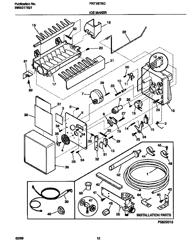 ICE MAKER Diagram and Parts List for FRT18TRCW7  Frigidaire Refrigerator