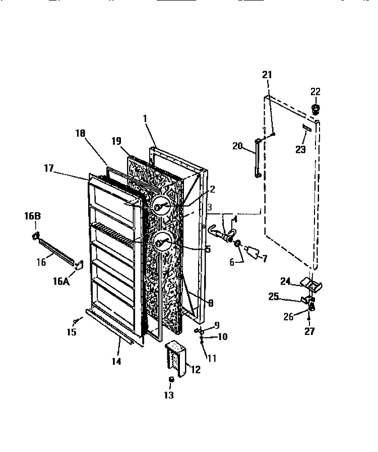 DOOR Diagram and Parts List for FU166ERW3  Frigidaire Freezer