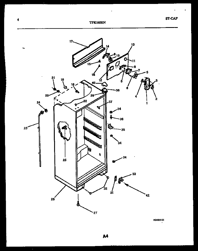 CABINET PARTS Diagram and Parts List for TPK160EN5D  Kelvinator Refrigerator