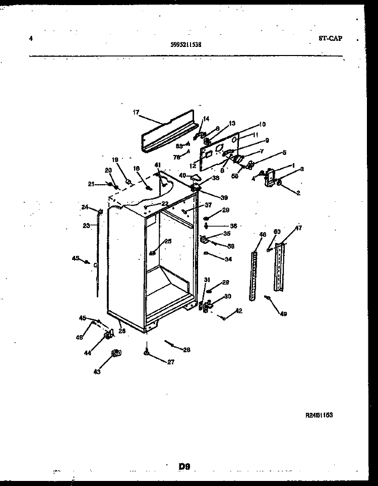CABINET PARTS Diagram and Parts List for RT196PLD0  Frigidaire Refrigerator