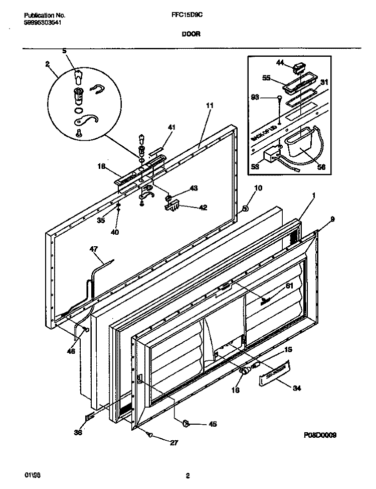 DOOR Diagram and Parts List for FFC15D9CW2  Frigidaire Freezer
