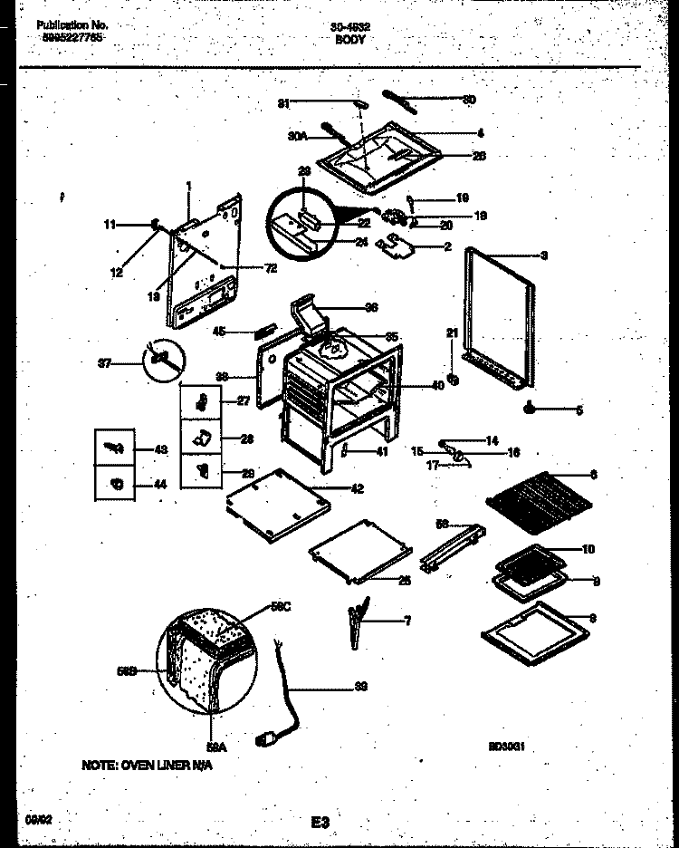 COOKTOP AND DRAWER PARTS Diagram and Parts List for 30-4932-00-01  Tappan Range