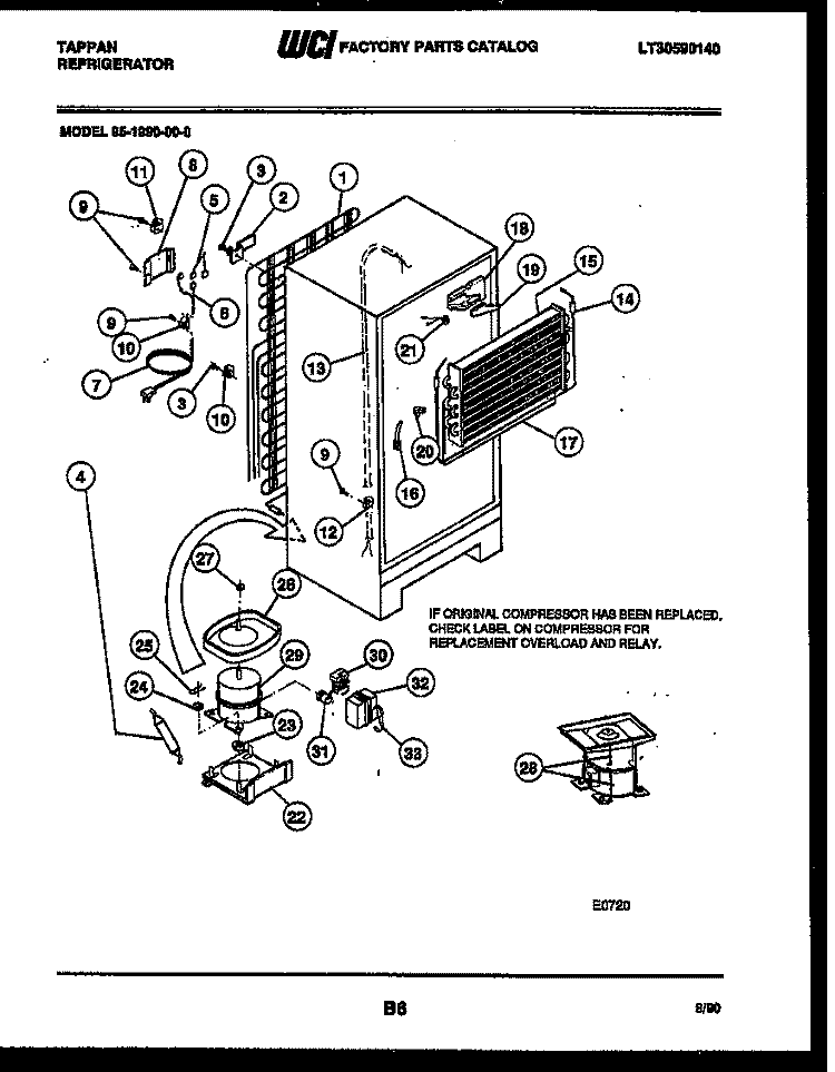 SYSTEM AND AUTOMATIC DEFROST PARTS Diagram and Parts List for 95-1990-57-00  Tappan Refrigerator