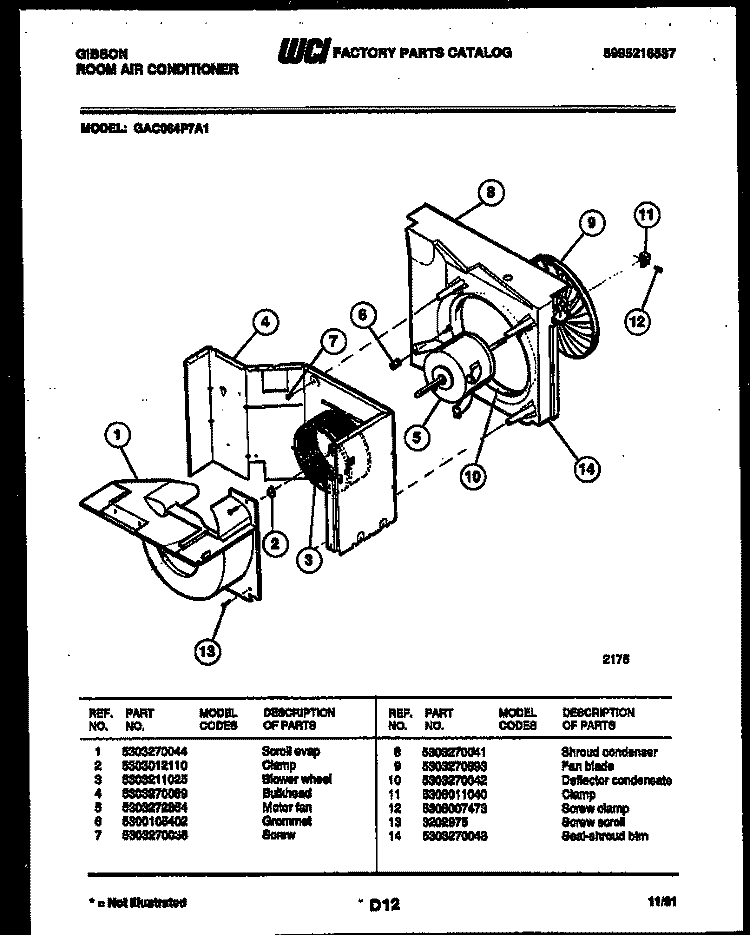 AIR HANDLING PARTS Diagram and Parts List for GAC064P7A1  Gibson Air Conditioner