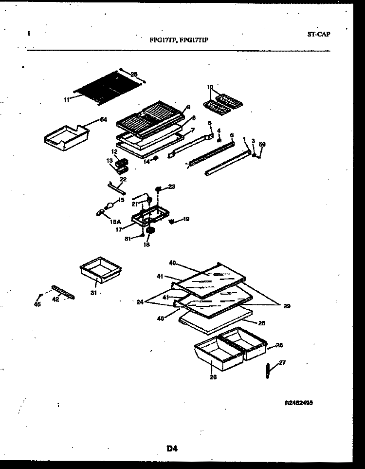 SHELVES AND SUPPORTS Diagram and Parts List for FPG17TIPW0  Frigidaire Refrigerator