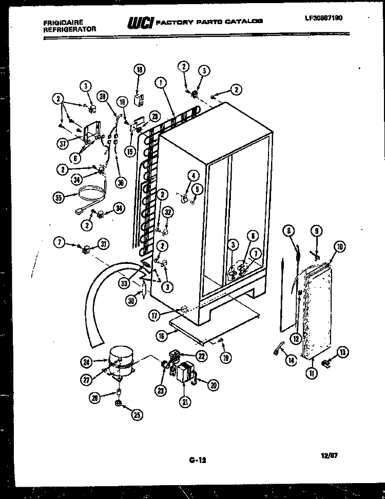 SYSTEM AND AUTOMATIC DEFROST PARTS Diagram and Parts List for FPCI19VMA3  Frigidaire Refrigerator