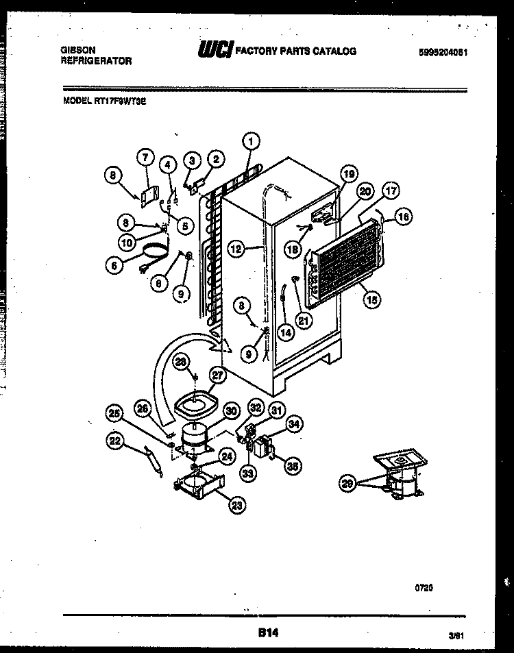 SYSTEM AND AUTOMATIC DEFROST PARTS Diagram and Parts List for RT17F9WT3E  Gibson Refrigerator
