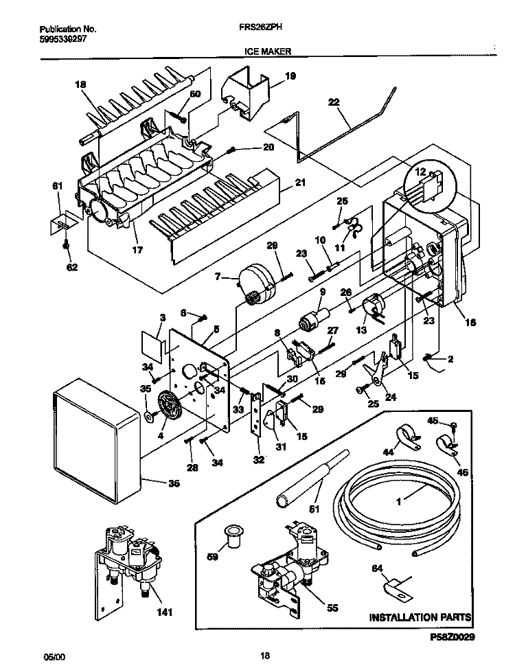 ICE MAKER Diagram and Parts List for FRS26ZPHQ2  Frigidaire Refrigerator