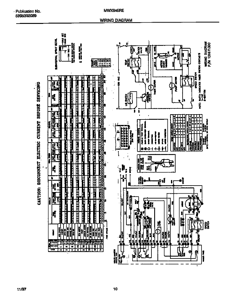 WIRING DIAGRAM Diagram and Parts List for MWX645RES2  Frigidaire Washer