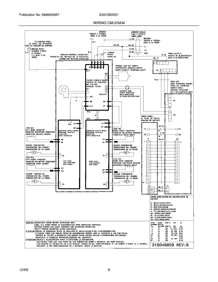 WIRING DIAGRAM Diagram and Parts List for E30IC80ISS1  Electrolux Cooktop