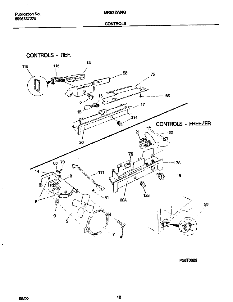 CONTROLS Diagram and Parts List for MRS22WNGW4  Uni Refrigerator