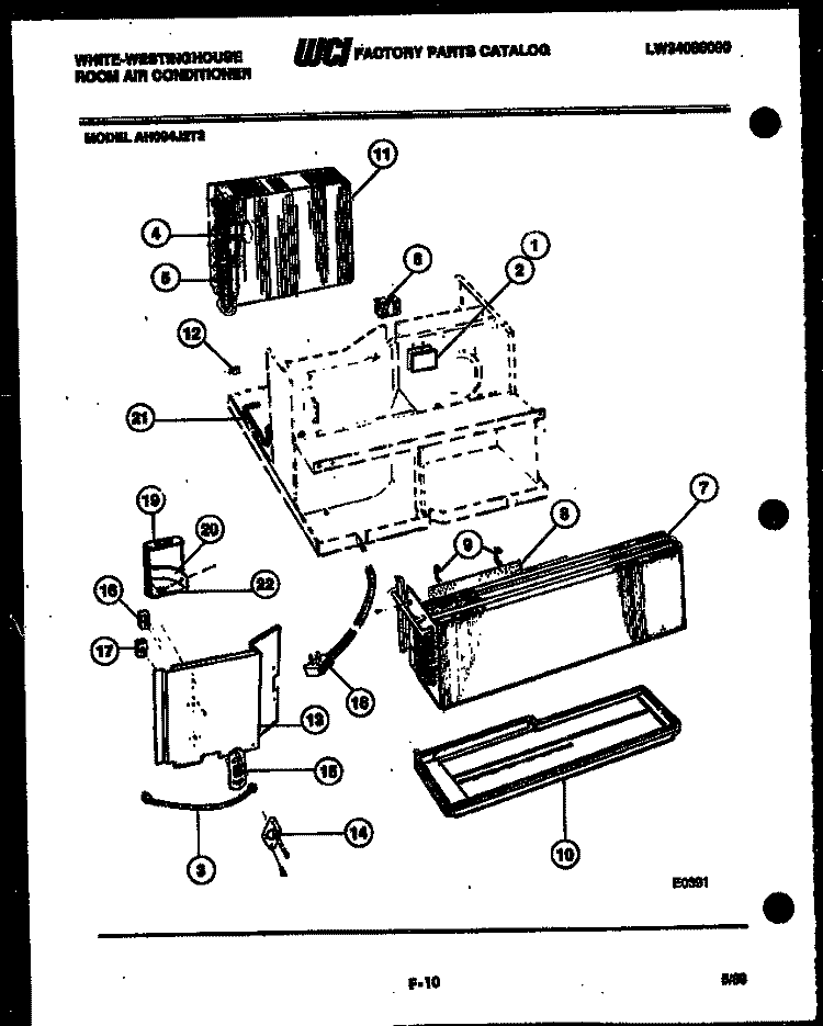 ELECTRICAL PARTS Diagram and Parts List for AH094J2T3  Frigidaire Air Conditioner