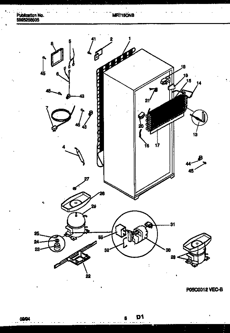 SYSTEM AND AUTOMATIC DEFROST PARTS Diagram and Parts List for MRT15CNBD2  Frigidaire Refrigerator