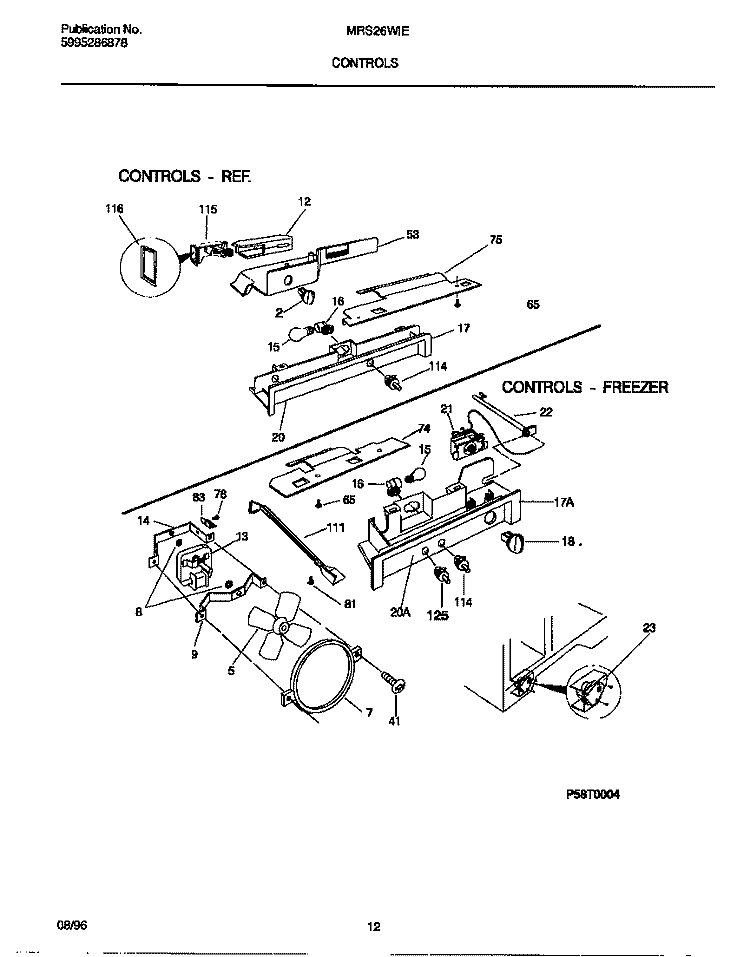 CONTROLS Diagram and Parts List for MRS26WIED1  Frigidaire Refrigerator