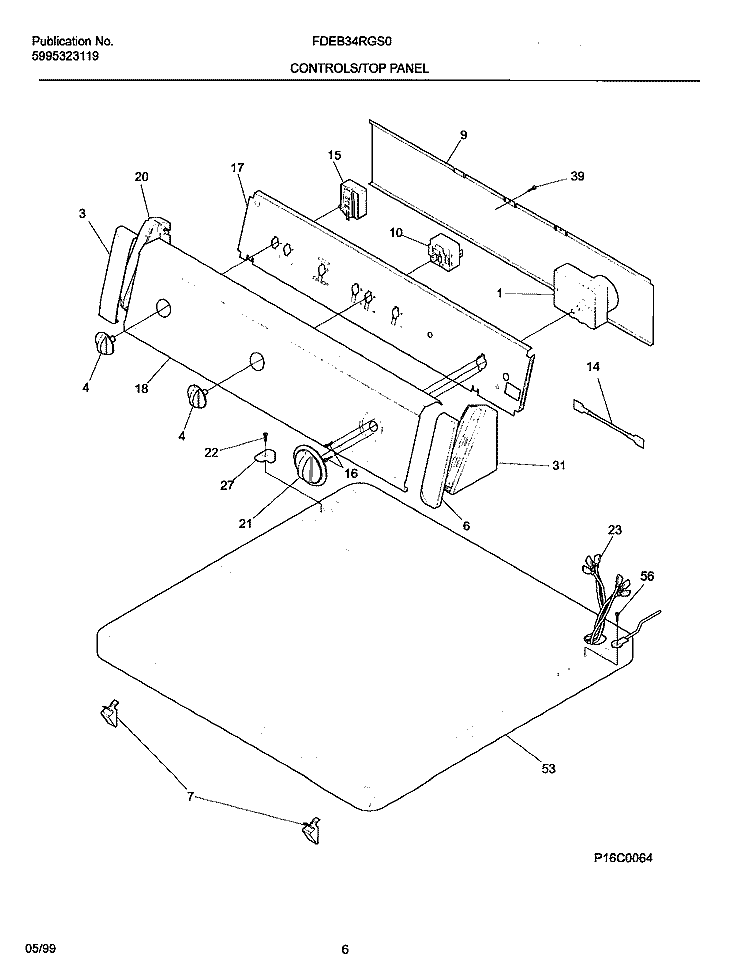 CONTROLS Diagram and Parts List for FDEB34RGS0  Frigidaire Dryer