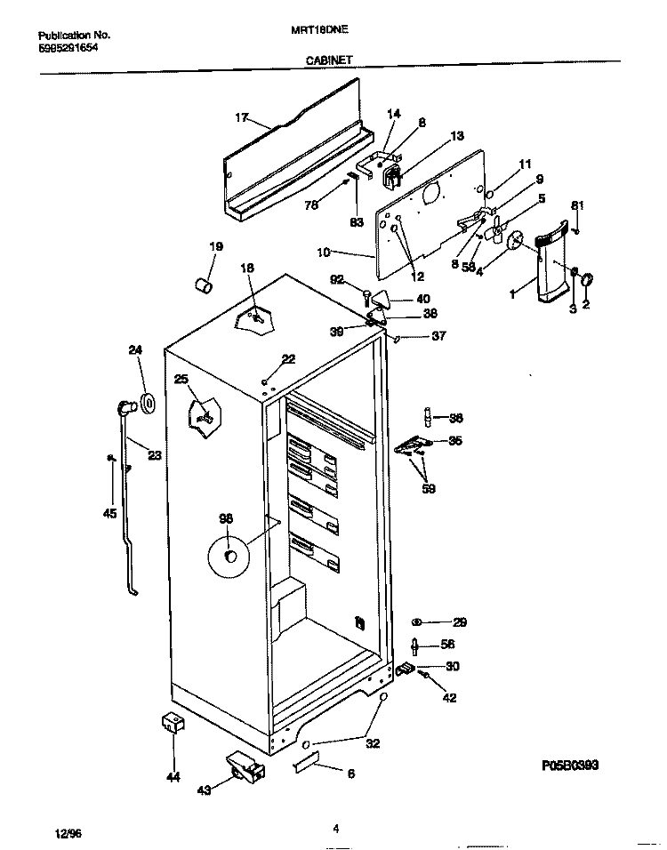 CABINET Diagram and Parts List for MRT18DNEW3  Frigidaire Refrigerator