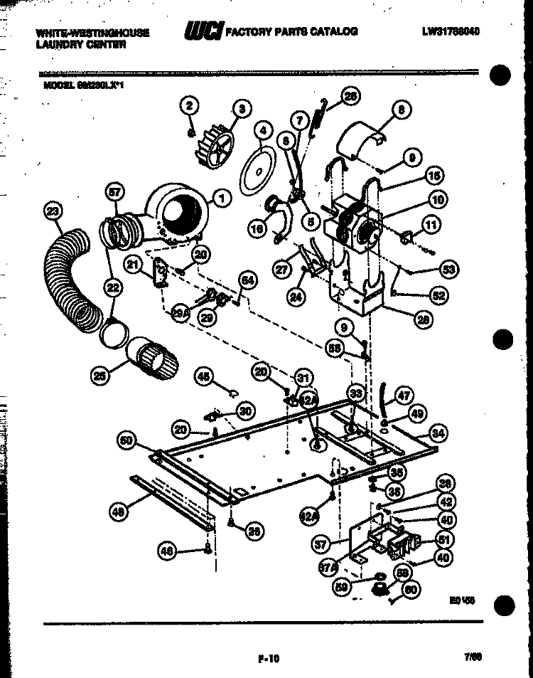DRYER MOTOR, BLOWER AND BELT Diagram and Parts List for SM230LXW1  Frigidaire Washer