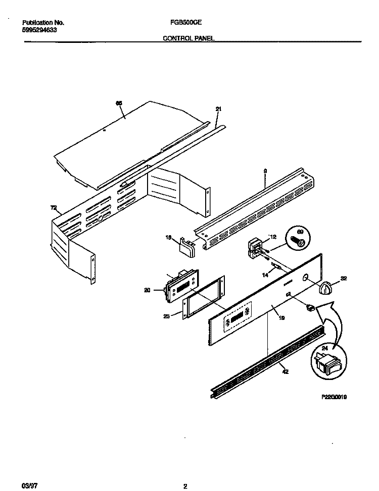 CONTROL PANEL Diagram and Parts List for FGB500CESB  Frigidaire Wall Oven