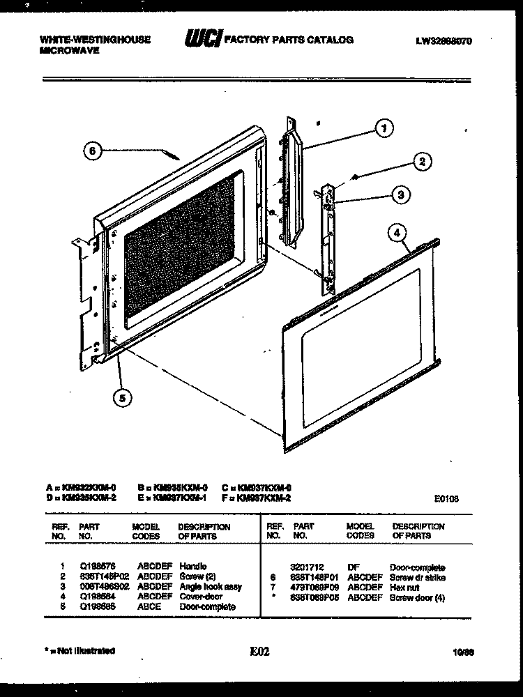 DOOR PARTS Diagram and Parts List for KM935KXM0  Frigidaire Microwave