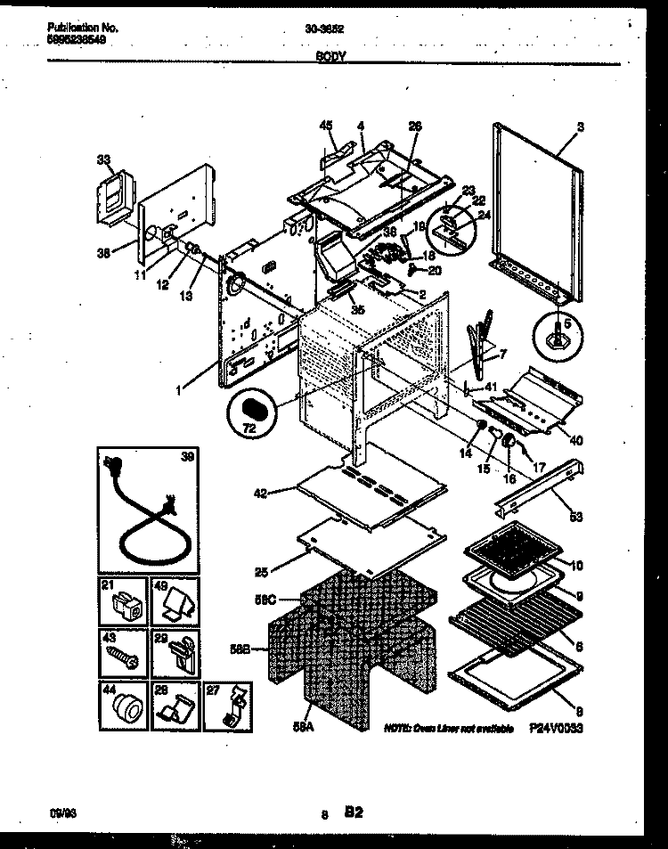 BODY PARTS Diagram and Parts List for 30-3852-00-02  Tappan Range