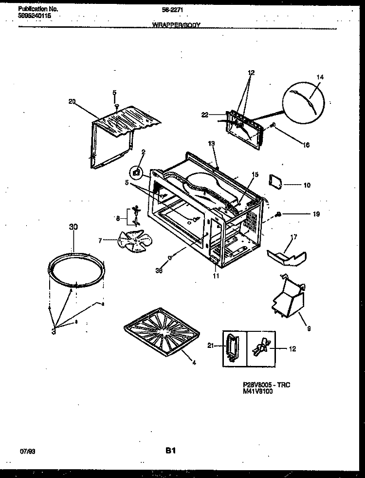 WRAPPER AND BODY PARTS Diagram and Parts List for 56-2271-10-02  Tappan Microwave