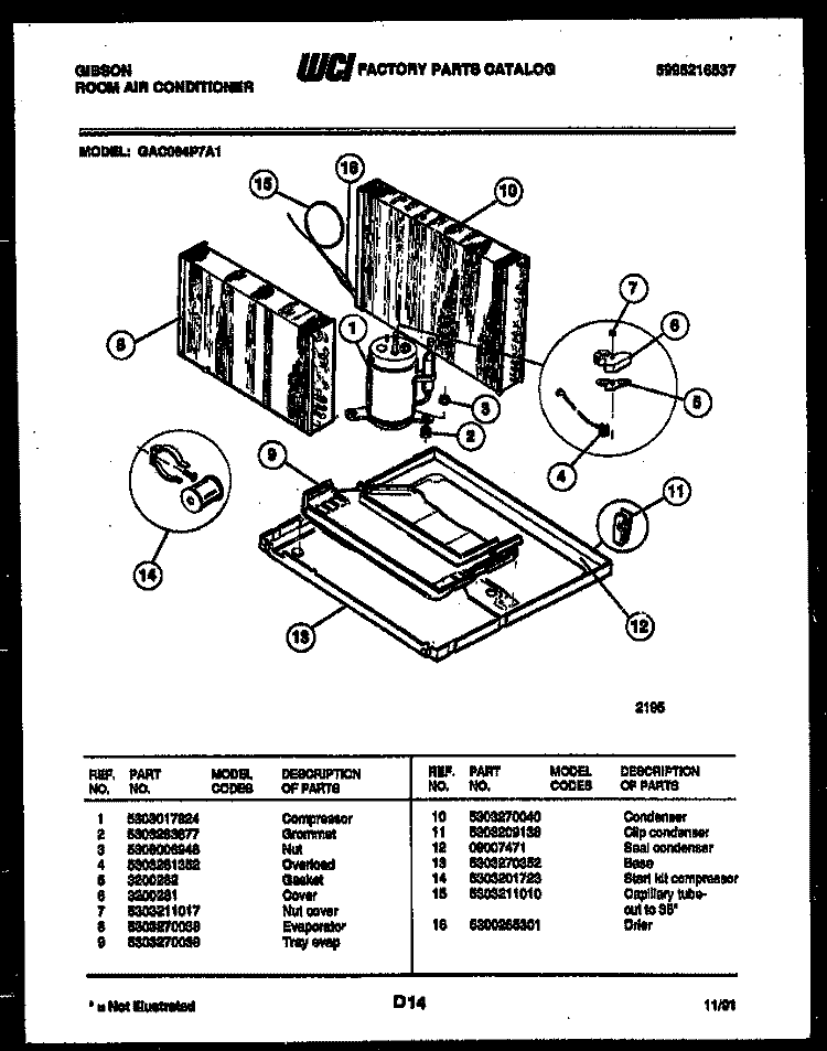 SYSTEM PARTS Diagram and Parts List for GAC064P7A1  Gibson Air Conditioner