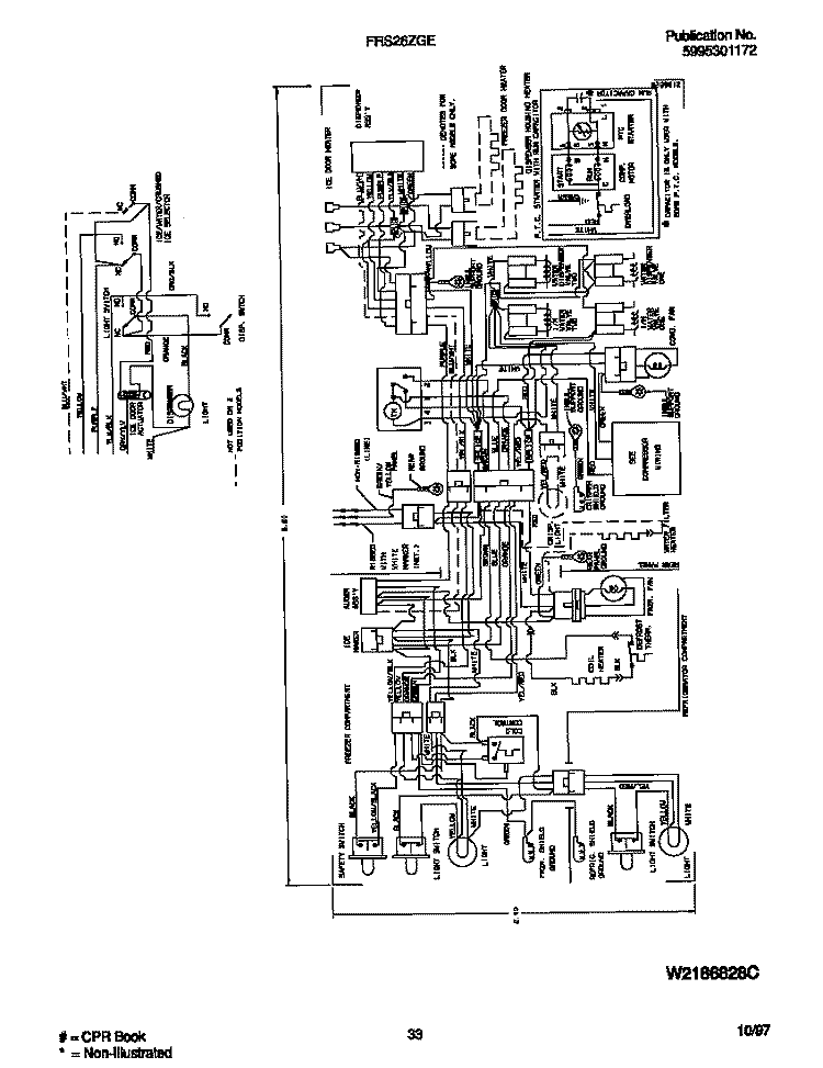 WIRING DIAGRAM Diagram and Parts List for FRS26ZGEB4  Frigidaire Refrigerator