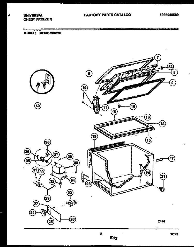 CHEST FREEZER PARTS Diagram and Parts List for MFC05M0AW0  Frigidaire Freezer