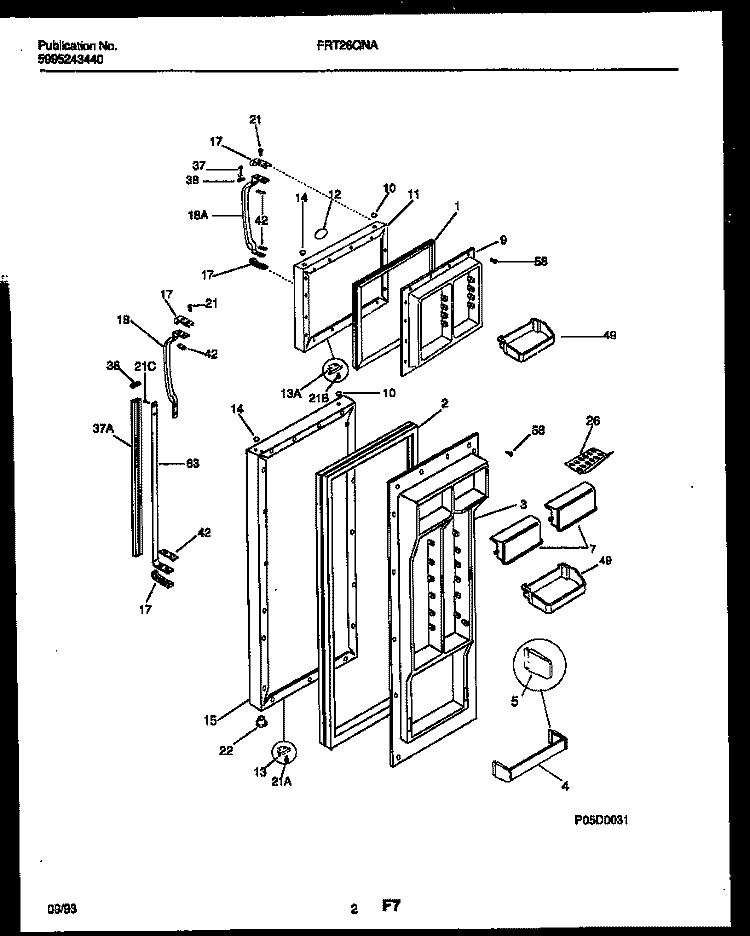 DOOR PARTS Diagram and Parts List for FRT26QNAB0  Frigidaire Refrigerator