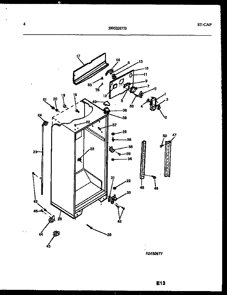 CABINET PARTS Diagram and Parts List for GTN198BH3  Frigidaire Refrigerator