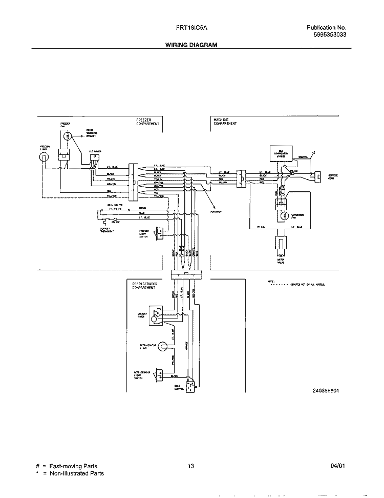 WIRING DIAGRAM Diagram and Parts List for FRT18IC5AZ0  Frigidaire Refrigerator