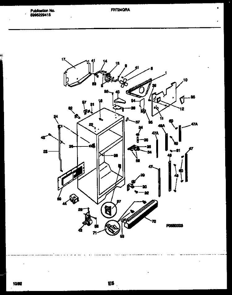 CABINET PARTS Diagram and Parts List for FRT24QRAW1  Frigidaire Refrigerator