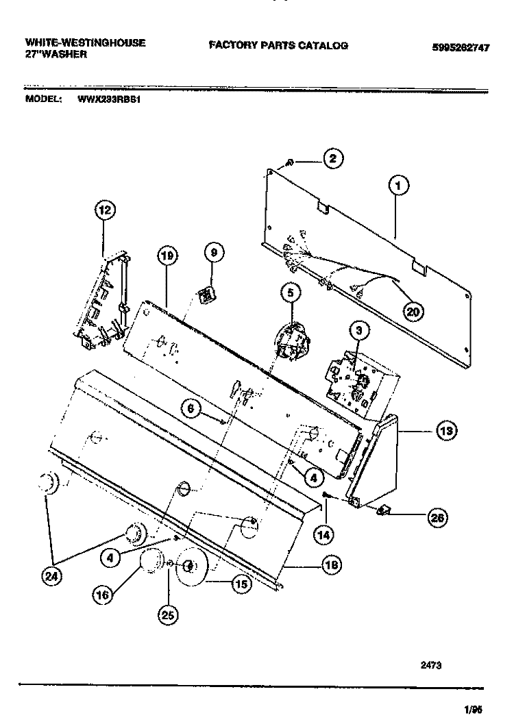 CONSOLE & CONTROLS Diagram and Parts List for WWX233RBS1  Frigidaire Washer