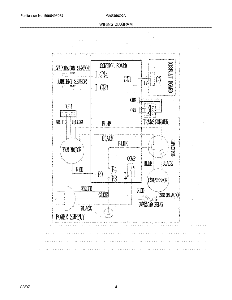 WIRING DIAGRAM Diagram and Parts List for GAS256Q2A4  Gibson Air Conditioner