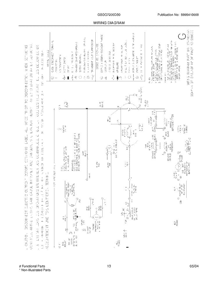 WIRING DIAGRAM Diagram and Parts List for GSGQ7200DS0  Frigidaire Dryer