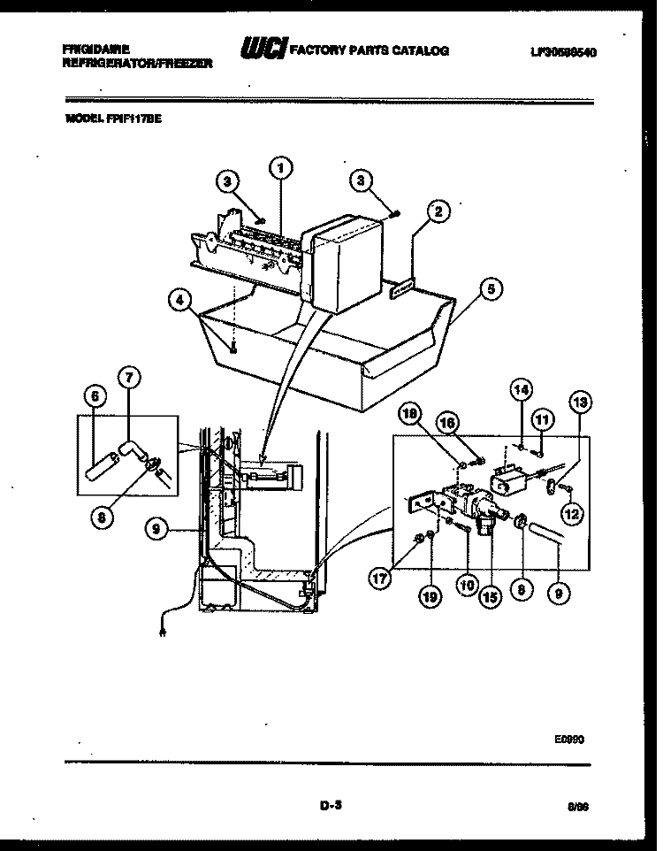 ICE MAKER AND INSTALLATION PARTS Diagram and Parts List for FPIF117BEL  Frigidaire Refrigerator