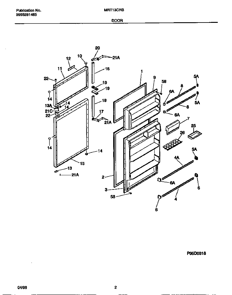 DOOR Diagram and Parts List for MRT13CRBD3  Frigidaire Refrigerator