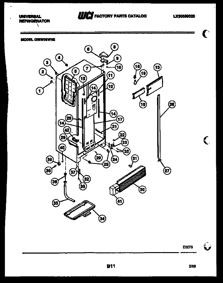 CABINET PARTS Diagram and Parts List for GSIW36AH2  Frigidaire Refrigerator