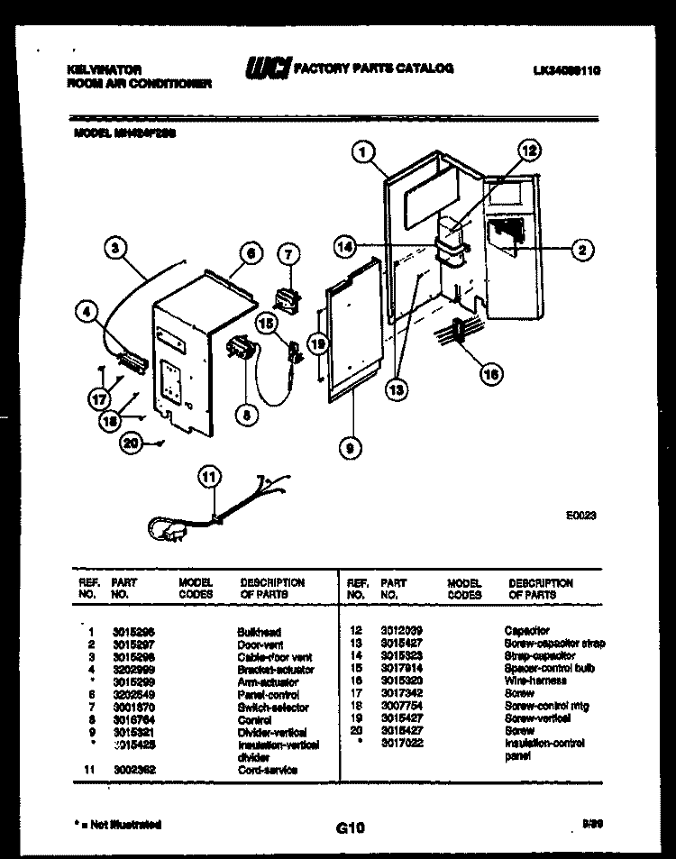 ELECTRICAL PARTS Diagram and Parts List for MH424F2SB  Kelvinator Air Conditioner