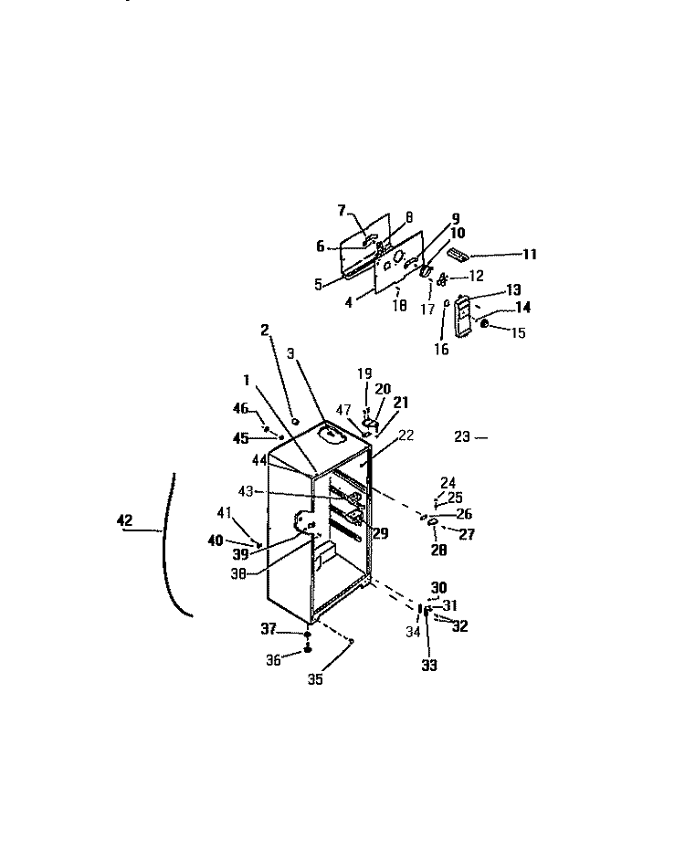 CABINET W / FAN ASSEMBLY Diagram and Parts List for TPK180BNOW  Kelvinator Refrigerator