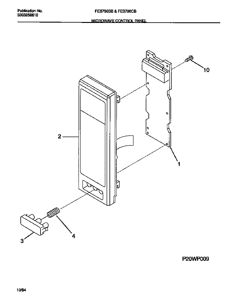 MICROWAVE CONTROL PANEL Diagram and Parts List for FEB796BBBA  Frigidaire Microwave Oven Combo