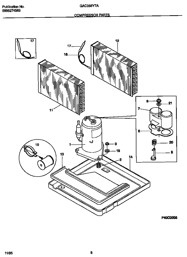 COMPRESSOR PARTS Diagram and Parts List for GAC056Y7A5  Gibson Air Conditioner